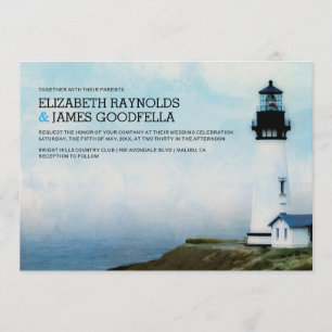 Elegant Lighthouse Wedding Invitations