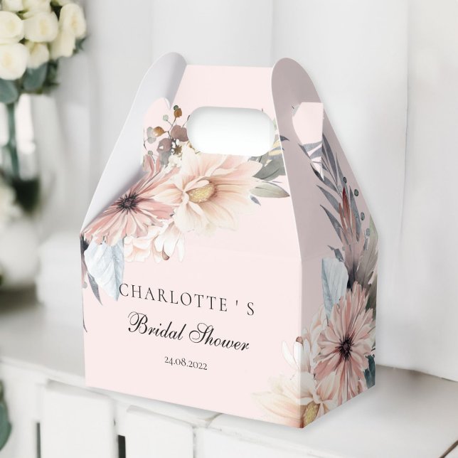 Elegant, Lightpink & Pastel Boho Bridal Shower  Favour Box (Elegant, Lightpink & Pastel Boho Bridal Shower Favor Boxes with your name and date.)