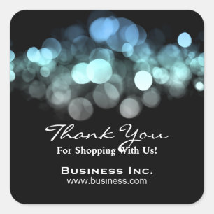 Elegant Lights Business Thank You Blue Square Sticker