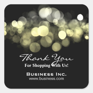 Elegant Lights Business Thank You Gold Square Sticker