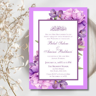 Elegant Lilac and Light Purple Islamic Wedding Invitation