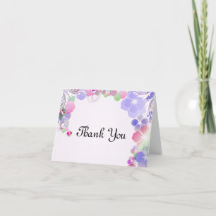 Elegant Lilac And Multi Colour Pansies With Swirls Thank You Card
