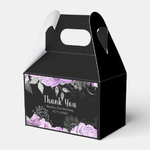 Elegant Lilac and Silver Flowers Birthday Party Favour Box