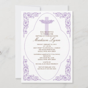 Elegant Lilac Baptism Invitation