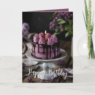 Elegant Lilac Birthday Cake Card