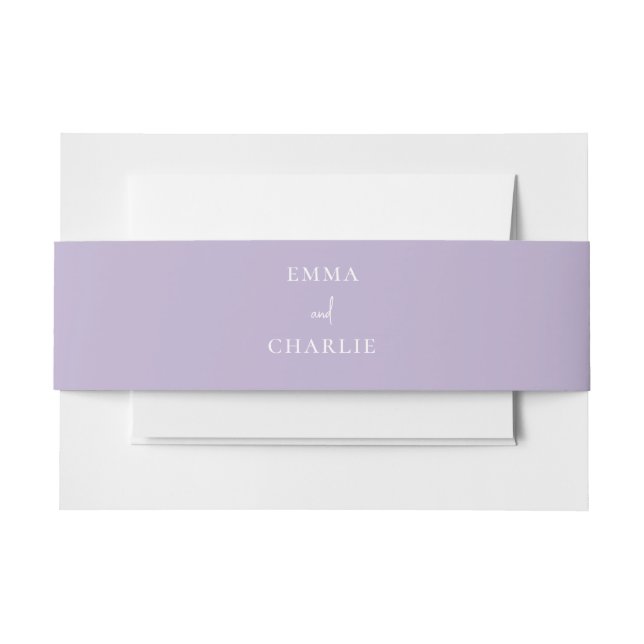 Elegant lilac boho wedding invitation belly band (Front Example)