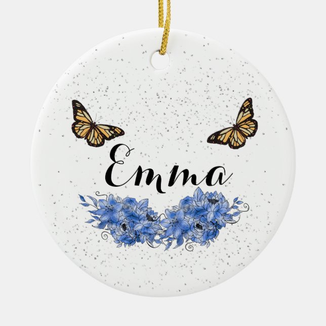 Elegant Lilac Bouquet Ceramic Tree Decoration (Front)