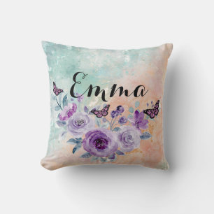 Elegant Lilac Bouquet Cushion
