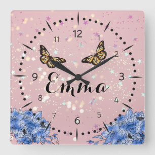 Elegant Lilac Bouquet Square Wall Clock
