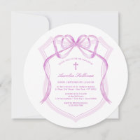 Elegant Lilac Bow Crest Baptism