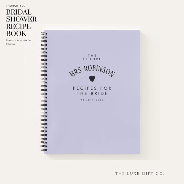 Elegant Lilac Bridal Shower Keepsake Recipe Book (Creator Uploaded)