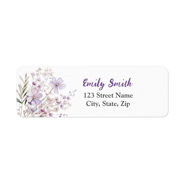 Elegant Lilac Bridal Shower Return Address Label (Front)
