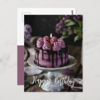 Elegant Lilac Cake Birthday Greeting