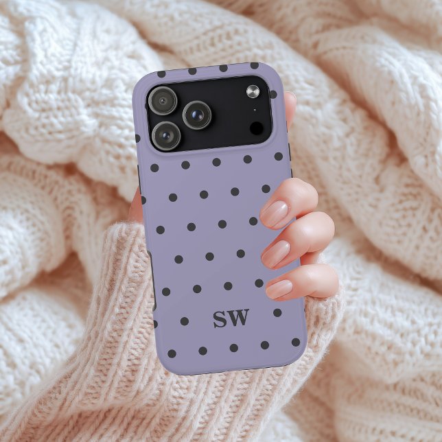 Elegant Lilac Dotted Personalised Gift to Teacher (Trendy Lavender Monogrammed Phone Case Gift to Bestie | Bachelorette Party | Mother’s Day | Grandma)