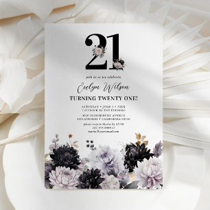 Elegant Lilac Floral 21st Birthday Invitation