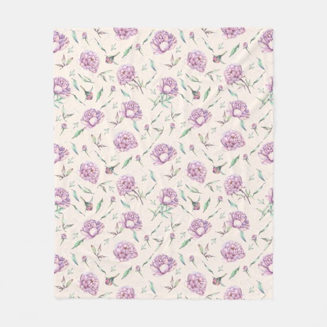 Elegant Lilac Floral Blanket, Soft Purple Roses Fleece Blanket (Front)