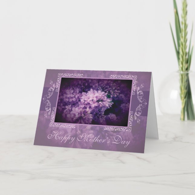 Elegant Lilac Floral "Mother's Day" Card (Front)