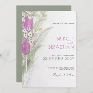 Elegant Lilac floral & sage Wedding Invitation