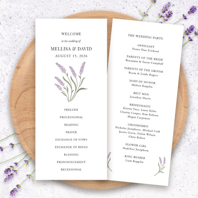 Elegant Lilac Floral Wedding Program Menu (Elegant Lilac Floral Wedding Program by Fiesta Valley Print)