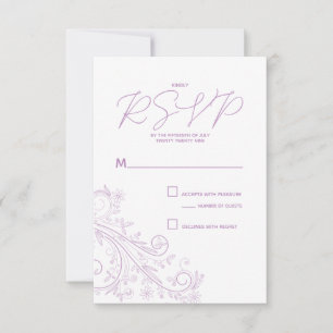 Elegant Lilac Flourish and Swirls Floral Wedding RSVP Card