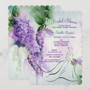Elegant Lilac Flowers Bridal Shower Invitation