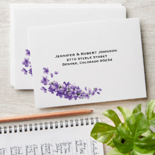 Elegant Lilac Flowers Lavender Twig Wedding Envelope