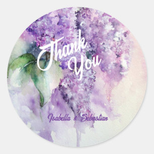Elegant Lilac Flowers Wedding  Classic Round Sticker