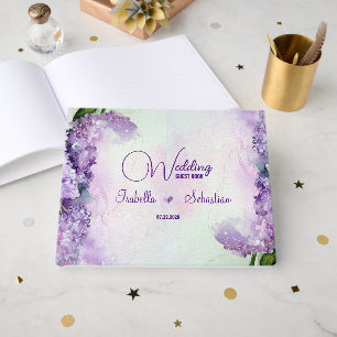 Elegant Lilac Flowers Wedding Guest Book