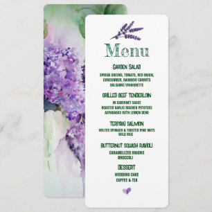 Elegant Lilac Flowers Wedding  Menu