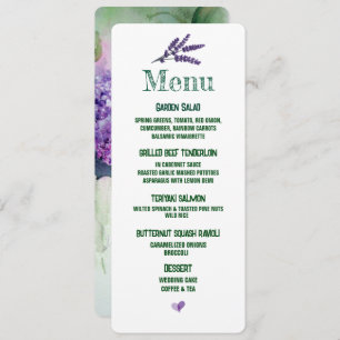 Elegant Lilac Flowers Wedding Menu Card