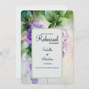 Elegant Lilac Flowers Wedding Rehearsal Dinner Invitation