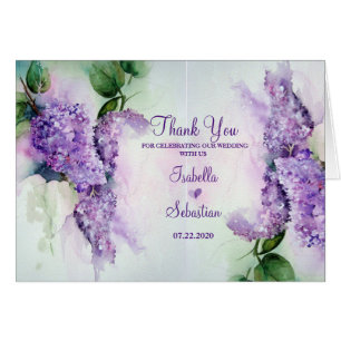 Elegant Lilac Flowers Wedding Thank You Card