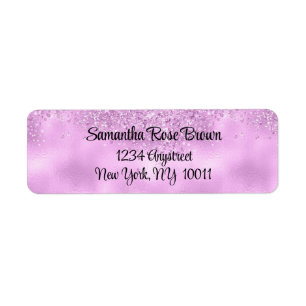 Elegant Lilac Glitter & Foil Return Address Label