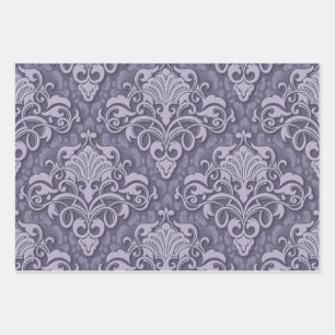 Elegant lilac, green, pink set of 3  wrapping paper sheet