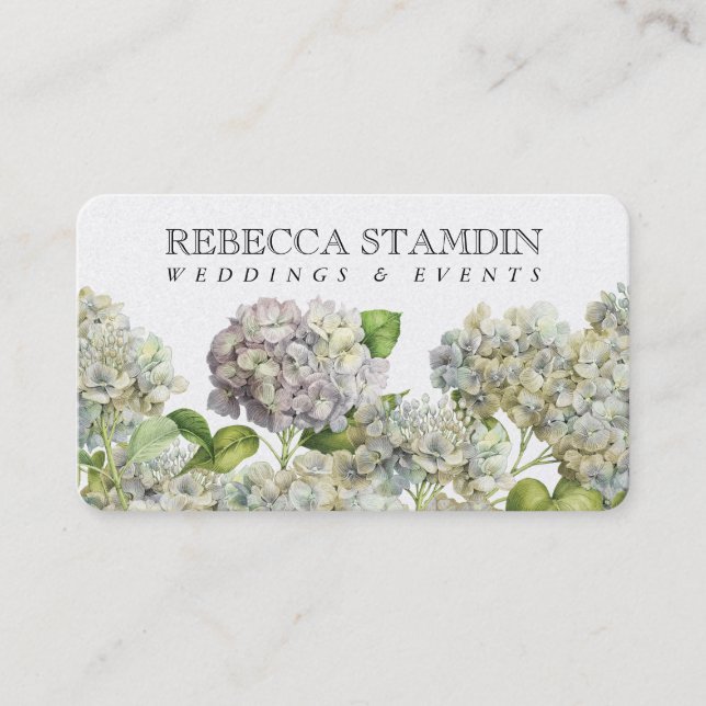 Elegant Lilac Hydrangea Floral Professional Business Card (Front)