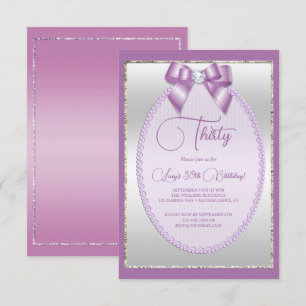 Elegant Lilac Jewel Bow Birthday Invitation