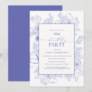 Elegant Lilac Lavender 50th Birthday Floral  Invitation