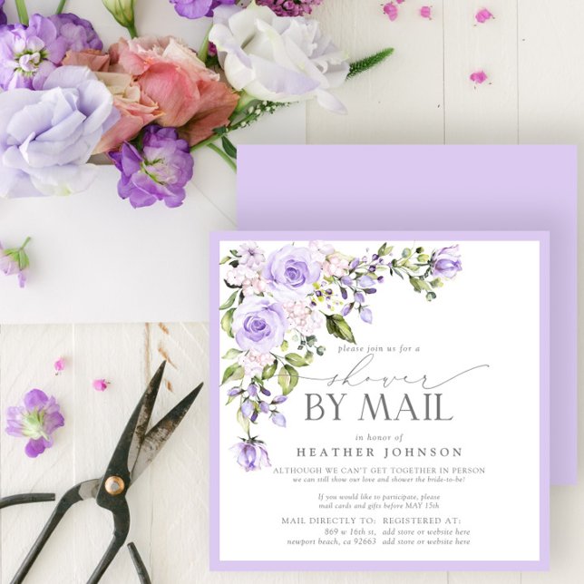 Elegant Lilac Lavender Bridal Shower By Mail Invitation (Creator Uploaded)