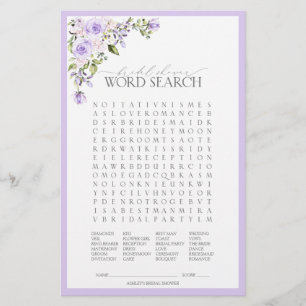 Elegant Lilac Lavender Floral Bridal Shower Game