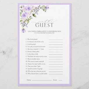 Elegant Lilac Lavender Floral Bridal Shower Game