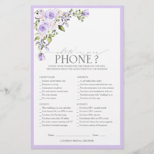 Elegant Lilac Lavender Floral Bridal Shower Game