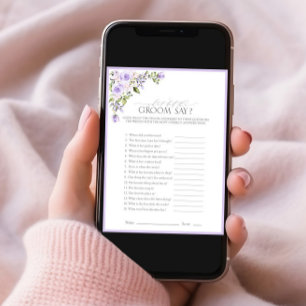 Elegant Lilac Lavender Floral Bridal Shower Game Invitation