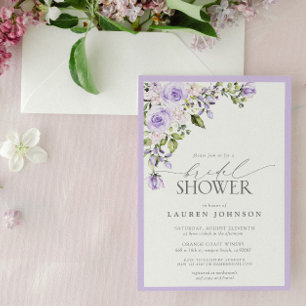 Elegant Lilac Lavender Floral Bridal Shower Invitation