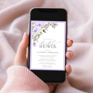 Elegant Lilac Lavender Floral Bridal Shower Invitation