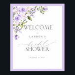 Elegant Lilac Lavender Floral Bridal Welcome Poster<br><div class="desc">Welcome bridal shower guest with this beautiful elegant Lilac Lavender Floral Watercolor Bridal Shower welcome poster,  featuring luxurious combination of pretty rose watercolor florals,  in trendy lilac lavender colour theme. Contact designer for matching products. Copyright Anastasia Surridge for Elegant Invites,  all rights reserved.</div>