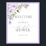 Elegant Lilac Lavender Floral Bridal Welcome Poster<br><div class="desc">Welcome bridal shower guest with this beautiful elegant Lilac Lavender Floral Watercolor Bridal Shower welcome poster,  featuring luxurious combination of pretty rose watercolor florals,  in trendy lilac lavender colour theme. Contact designer for matching products. Copyright Anastasia Surridge for Elegant Invites,  all rights reserved.</div>