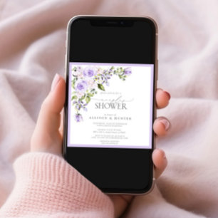 Elegant Lilac Lavender Floral Couples Shower Invitation