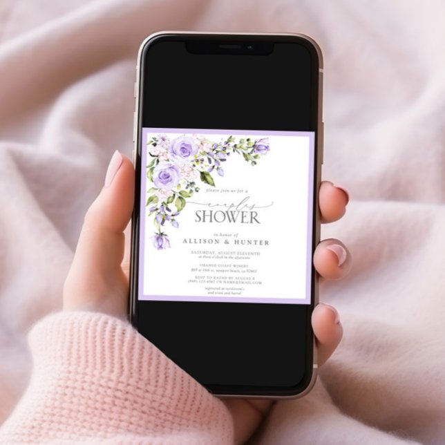 Elegant Lilac Lavender Floral Couples Shower Invitation (Creator Uploaded)
