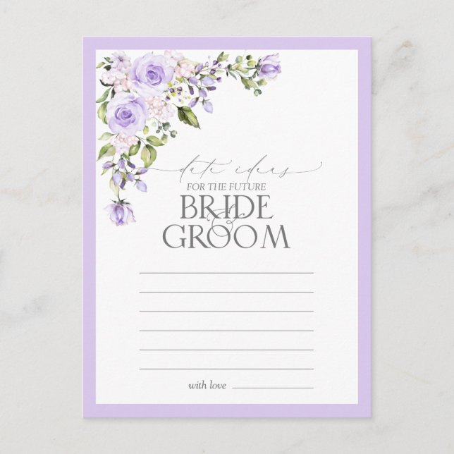Elegant Lilac Lavender Floral Date Ideas Postcard (Front)