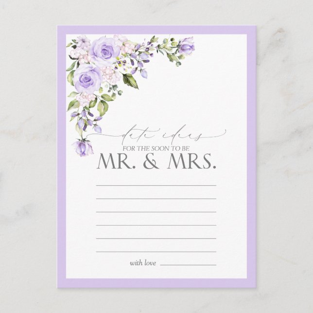 Elegant Lilac Lavender Floral Date Ideas Postcard (Front)